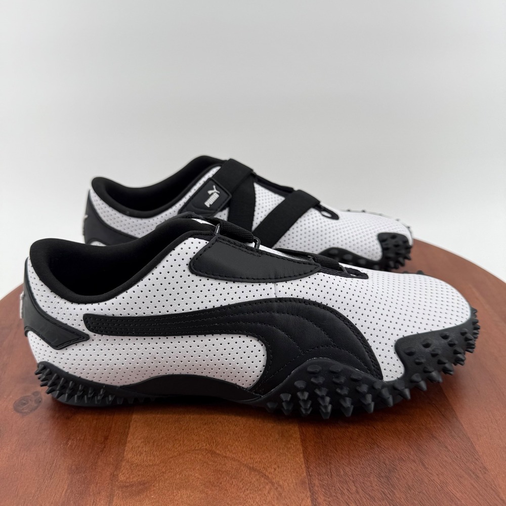 Puma Mostro Perf White Black Perforated Leather Strap Sneakers 397331-01 Men 9.5
